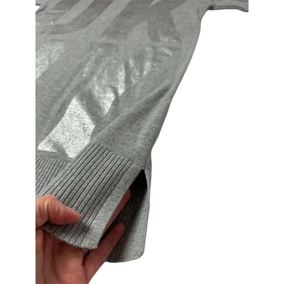 DKNY Women's Size Small Sweater Dress Logo Gray Metallic Streetwear 90s - Picture 5 of 11